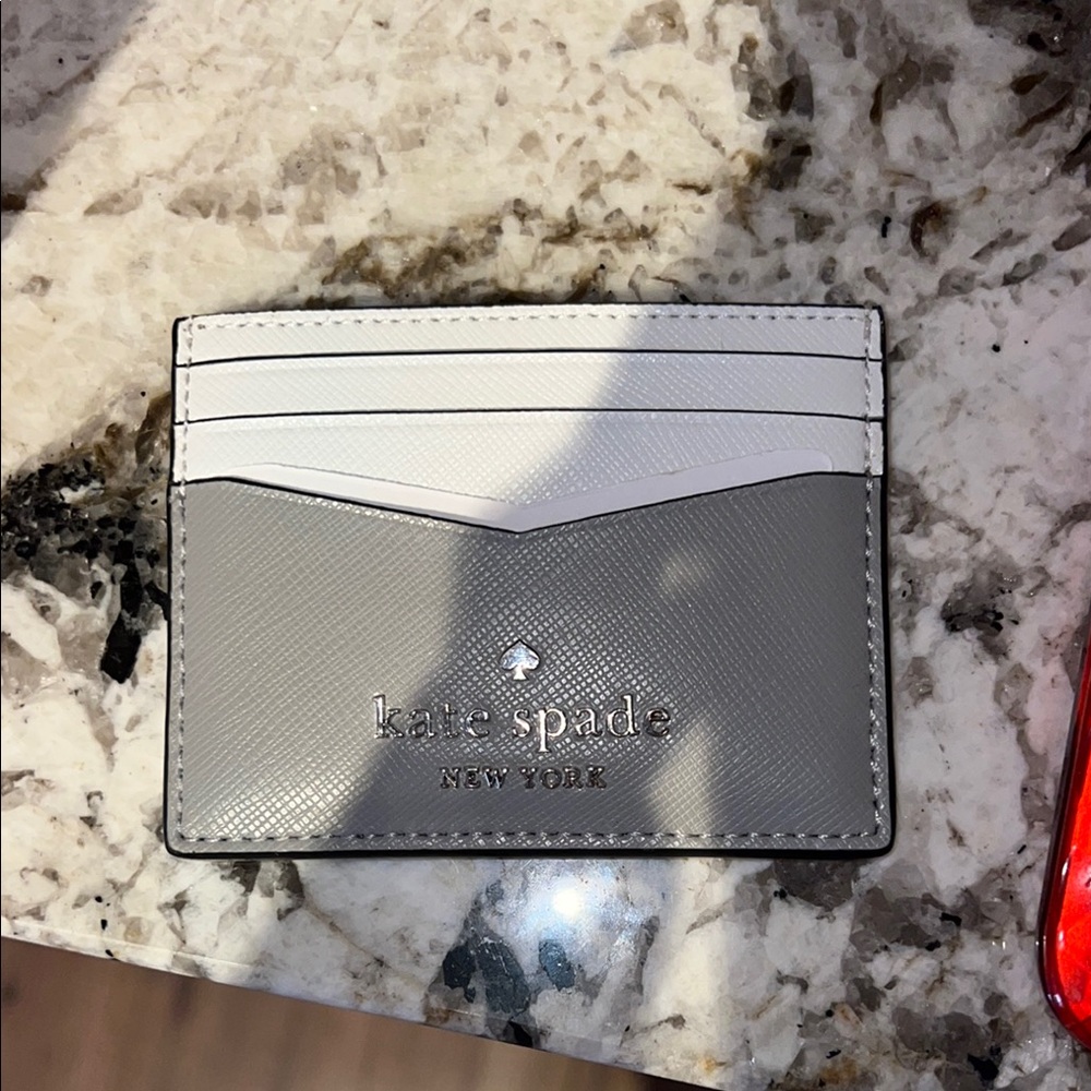 kate spade Grey and White Card Holder